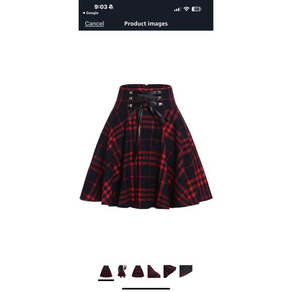 Plaid Red and Black Mini Skirt - Picture 6 of 9